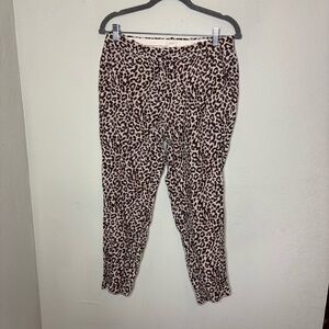 J. Crew Cafe Capri Linen Cheetah Print Pants Size 2